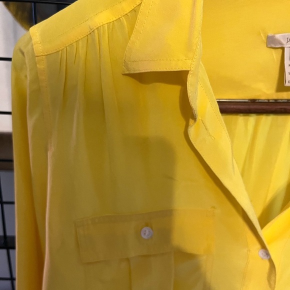 J. Crew bright Yellow Long Sleeve silk Button Down Blouse - Picture 4 of 7
